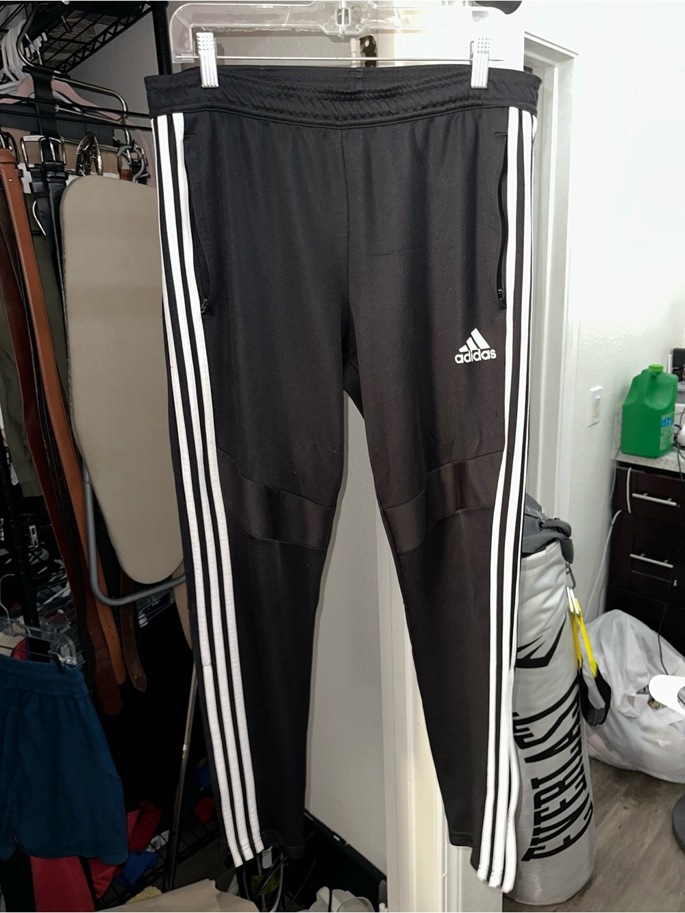adidas Black Joggers with White Three Stripes